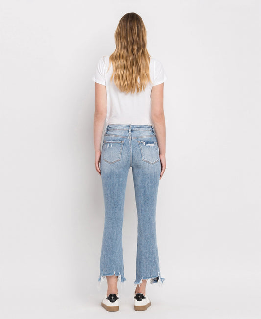 Handy High Rise Light Wash Crop Flare Jeans-3/26