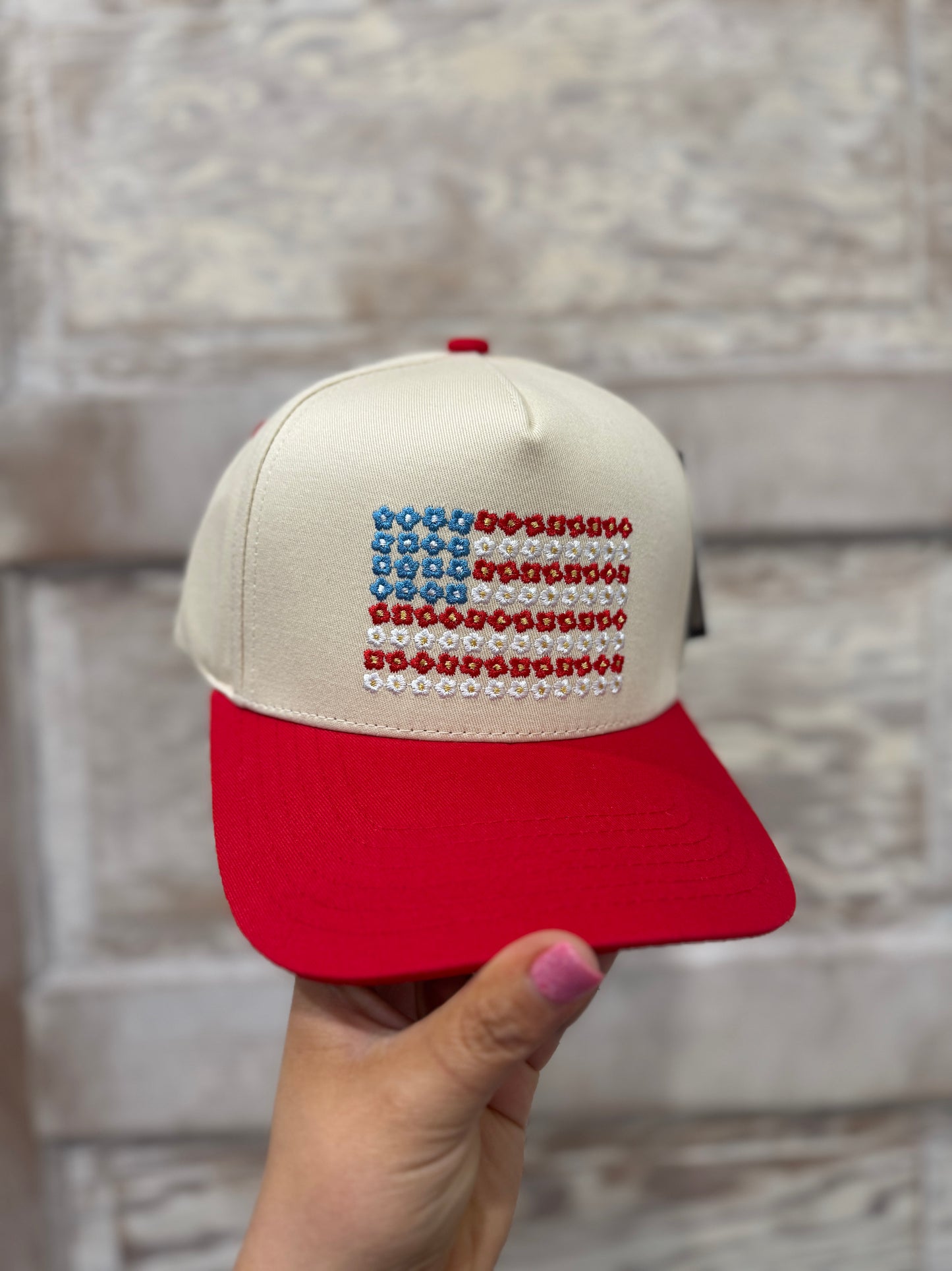 Flower USA Flag Trucker Hat
