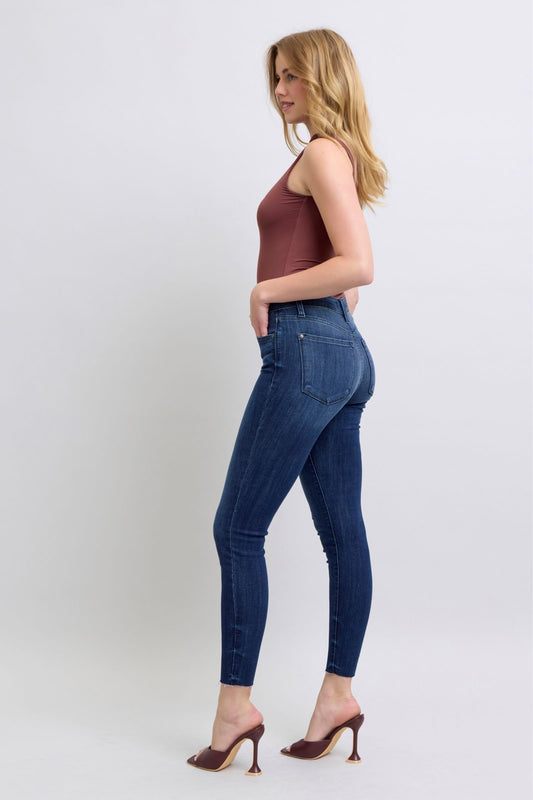 Emily Mid-Rise Skinny w/ Raw Hem Jeans