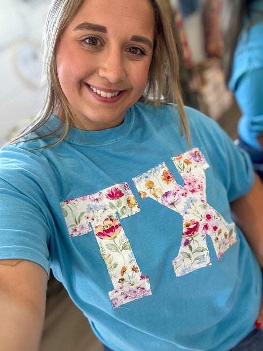 TX Embroidered Tee-Blue