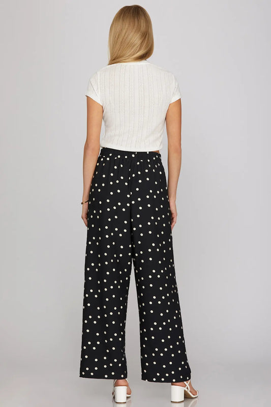 Drue Woven Polka Dot Print Pants