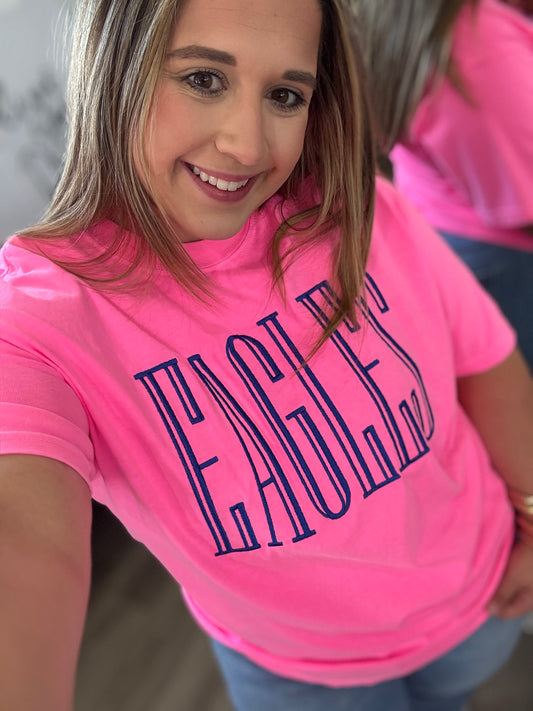 Eagles Embroidered Pink Tee