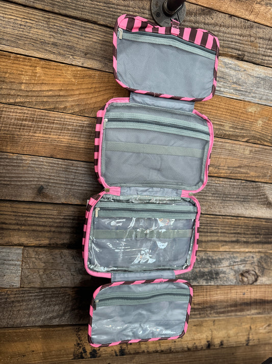Striped 4-Layer Foldable Hanging Toiletry Bag