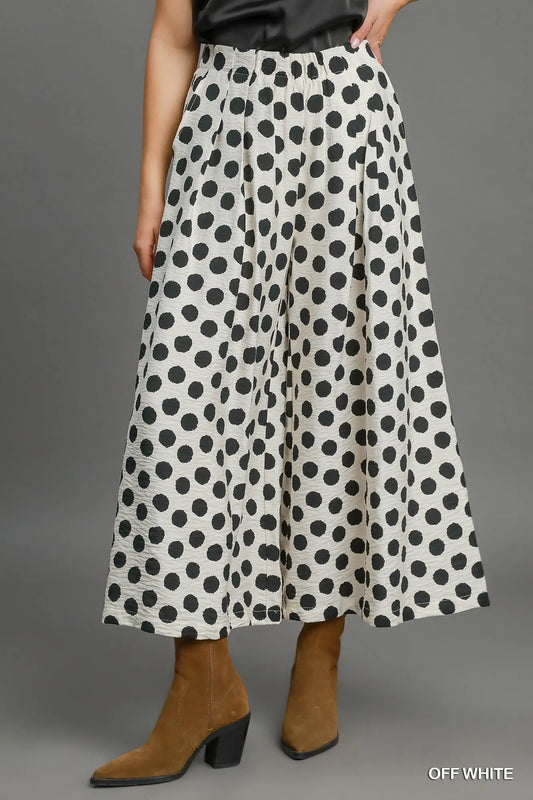 Hunter Polka Wide Leg Pants-Off White