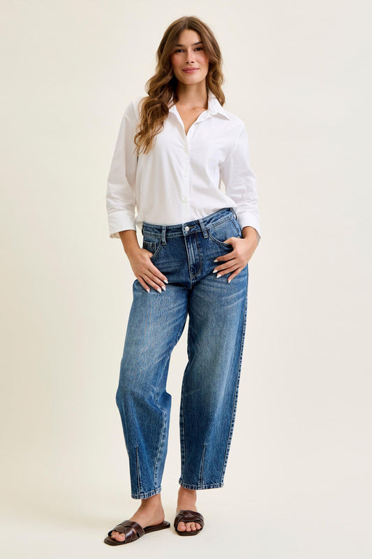 High Waist Rigid Magic Barrel w/ Dart Detailing Jeans