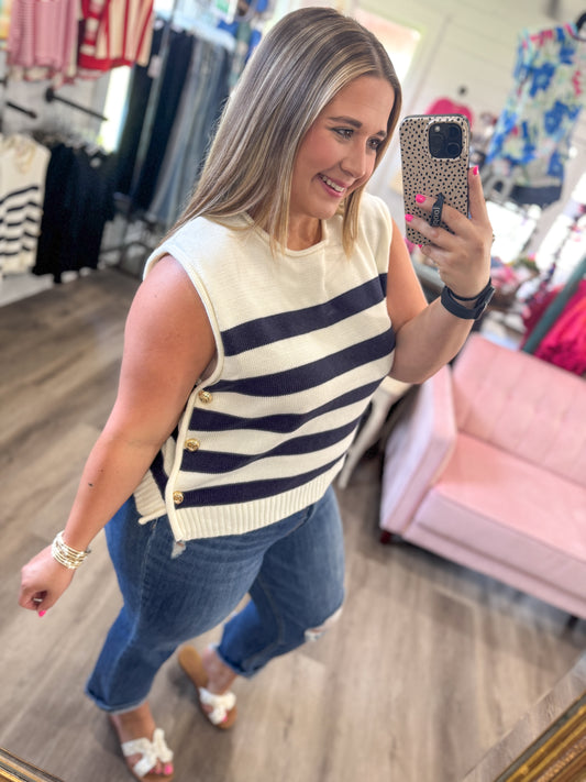Emilie Sleeveless Stripe Sweater