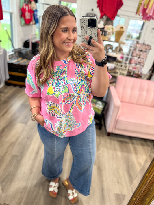 Brittany Paisley Print Top-Peony