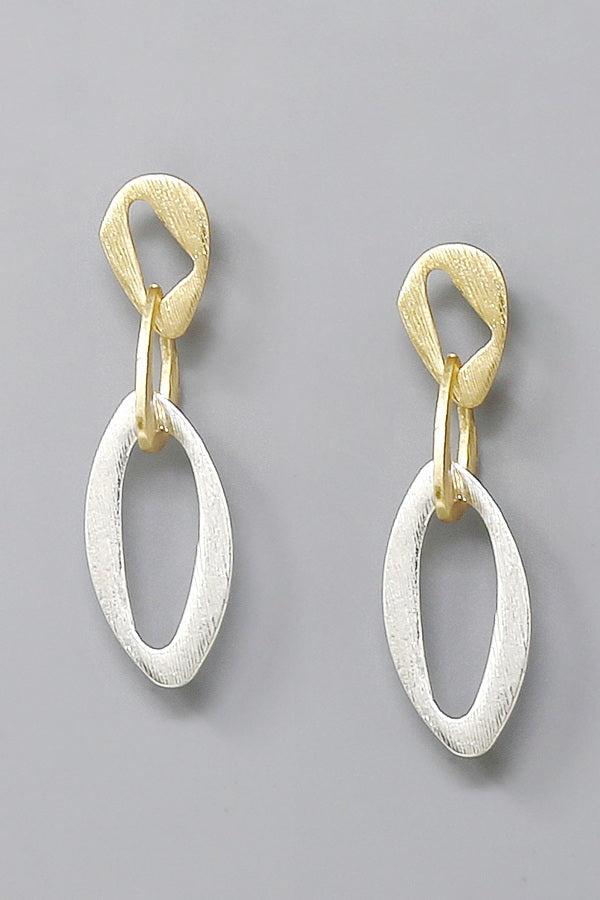 Brushed Textured Oval Link Earrings