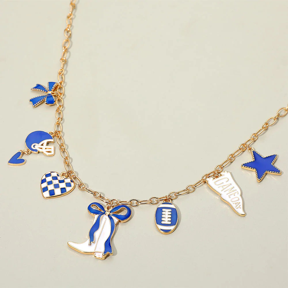 Game Day Charm Necklace-Blue