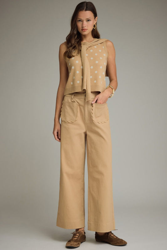 Charlotte Scallop Pocket Pants-Camel