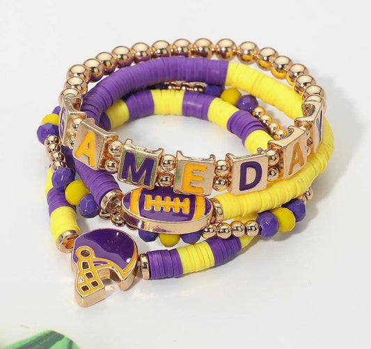 Gameday Charm Layered Bracelet-Purple