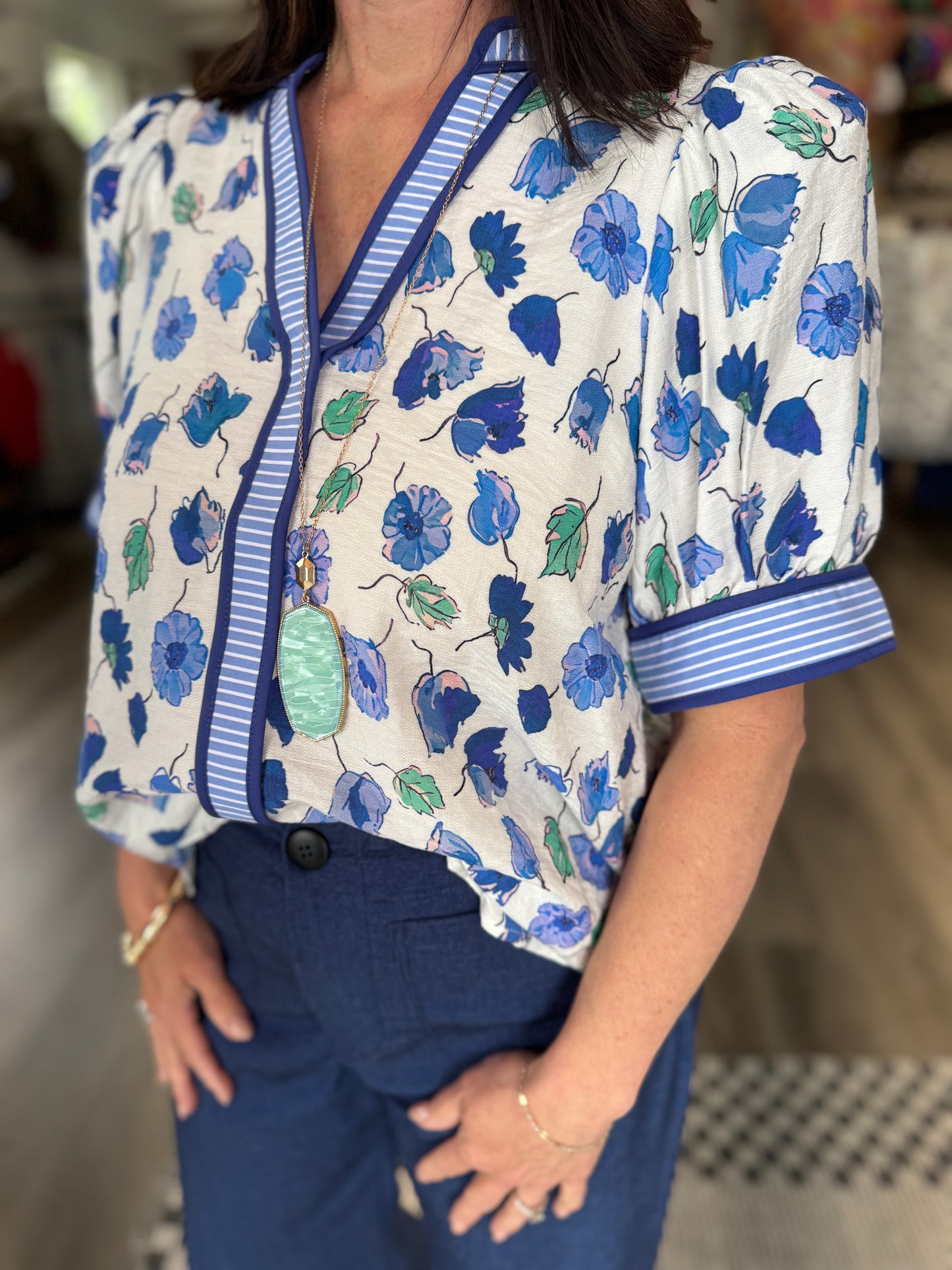 Elena Floral Print Puff Sleeve Top