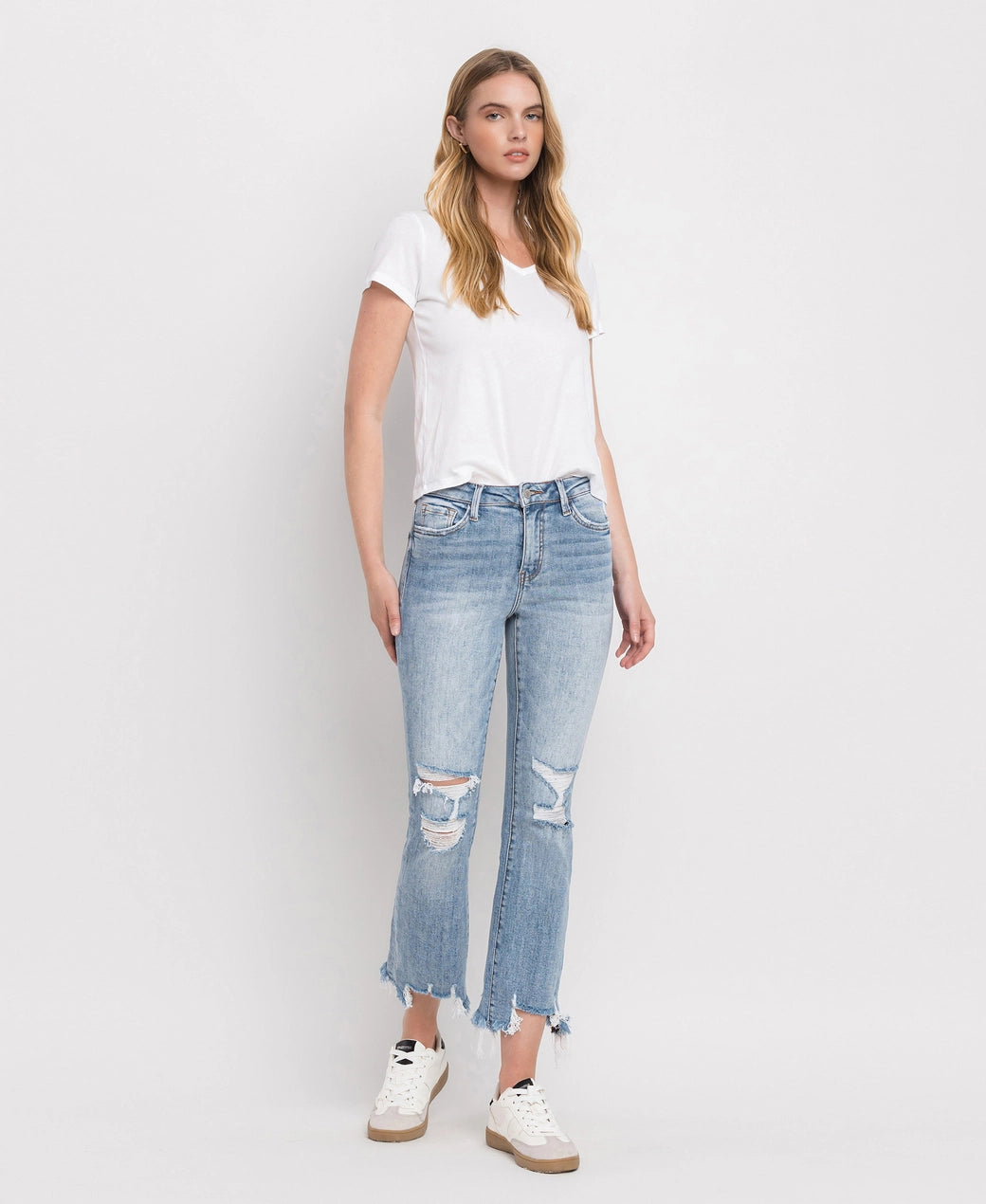 Handy High Rise Light Wash Crop Flare Jeans