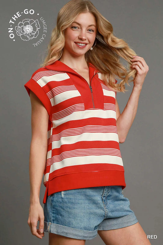 Dani Half Zip Textured Top