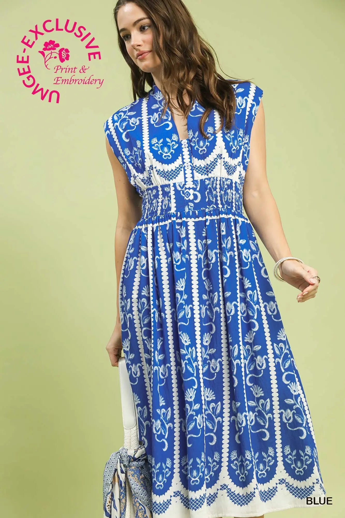 Brooke Sleeveless Smocked Midi Dress