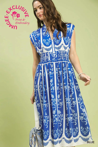 Brooke Sleeveless Smocked Midi Dress
