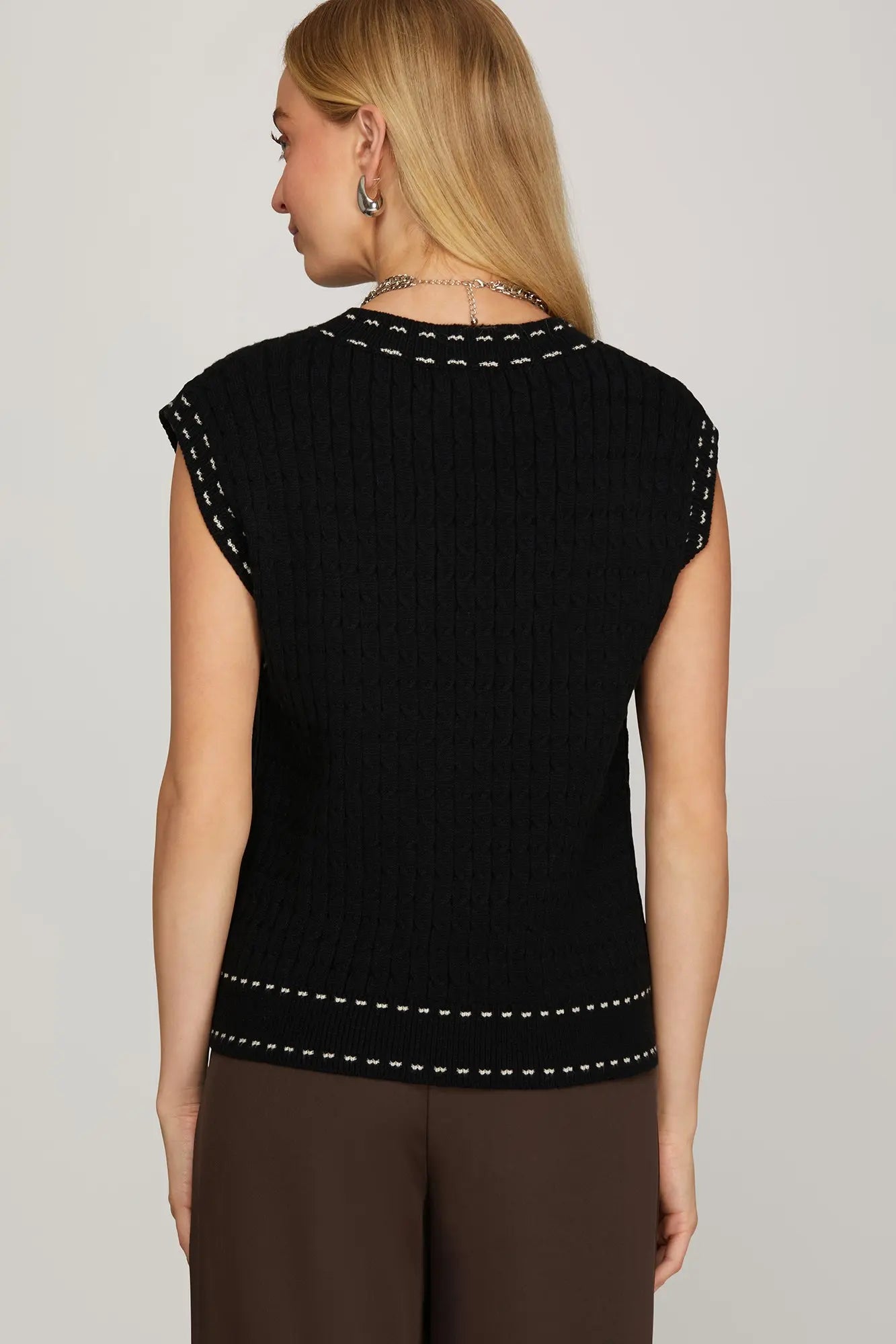 Taylor V-Neck Stitching Knit Sweater
