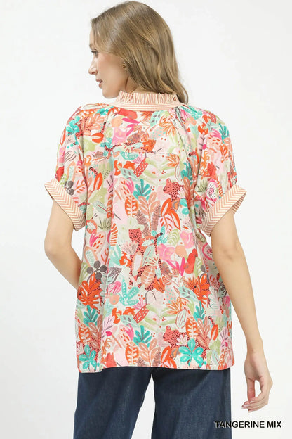 Allie Mix Boho Printed V-Neck Top