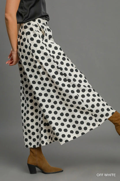 Hunter Polka Wide Leg Pants-Off White