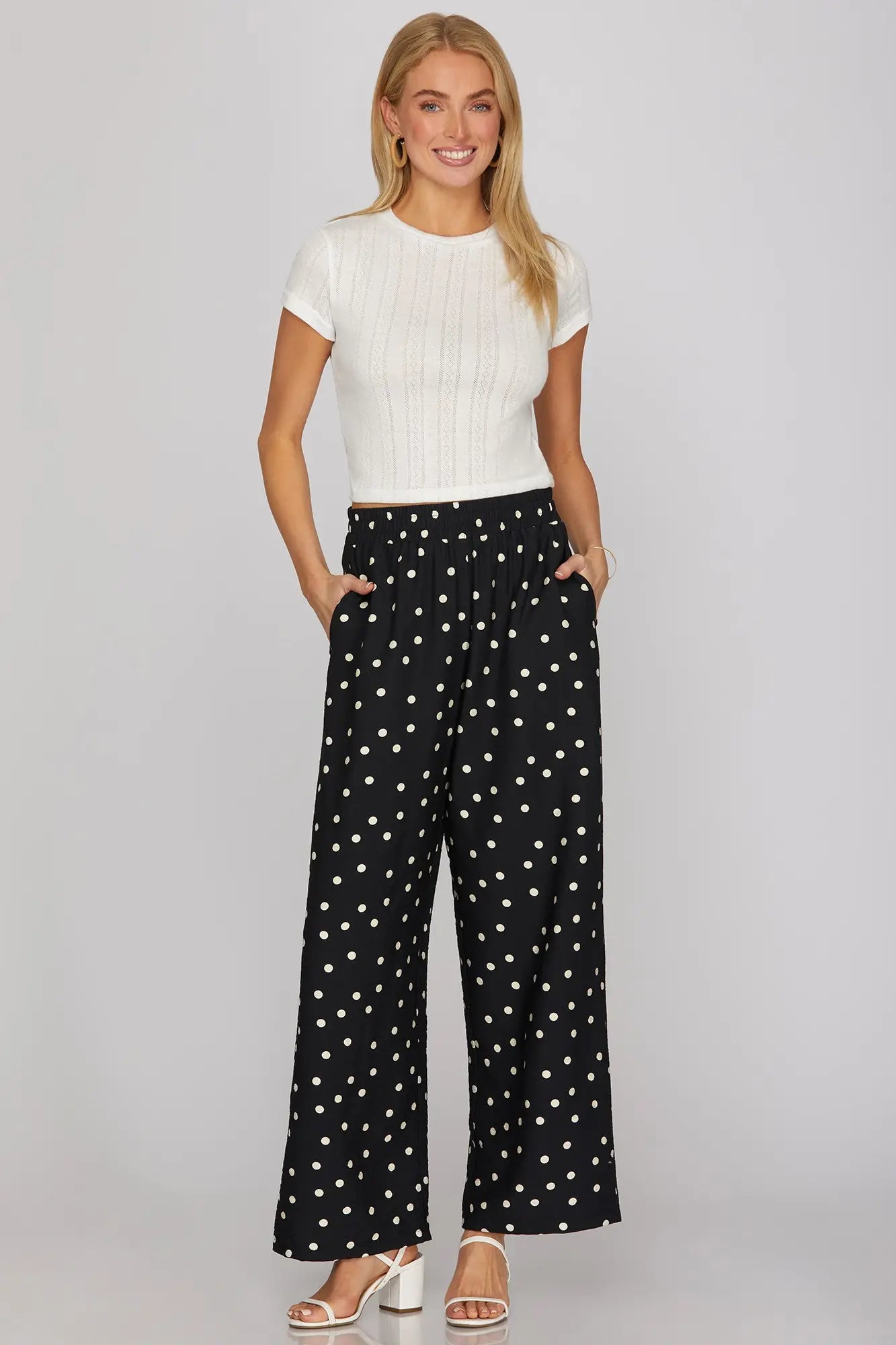 Drue Woven Polka Dot Print Pants