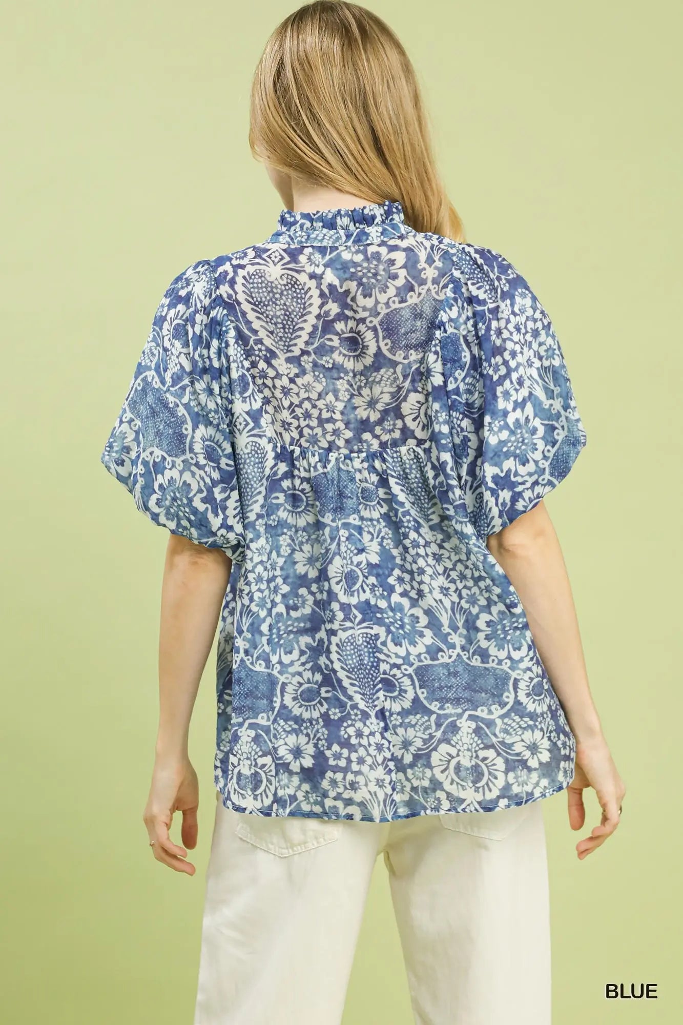 Kassee Abstract Print Ruffled Top