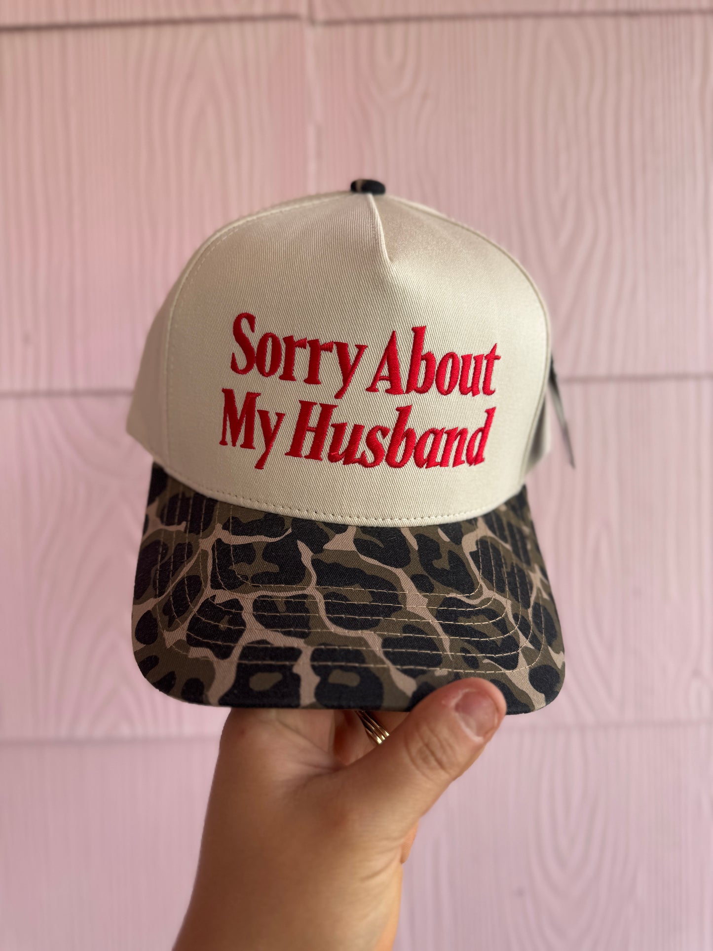 Sorry About My Husband Hat-Leopard
