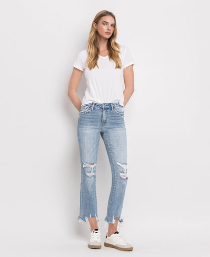 Handy High Rise Light Wash Crop Flare Jeans