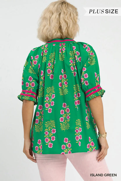 Tara Floral V-Neck Puff Sleeve Top