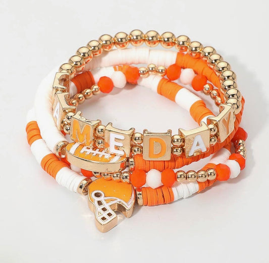 Gameday Charm Layered Bracelet-Orange