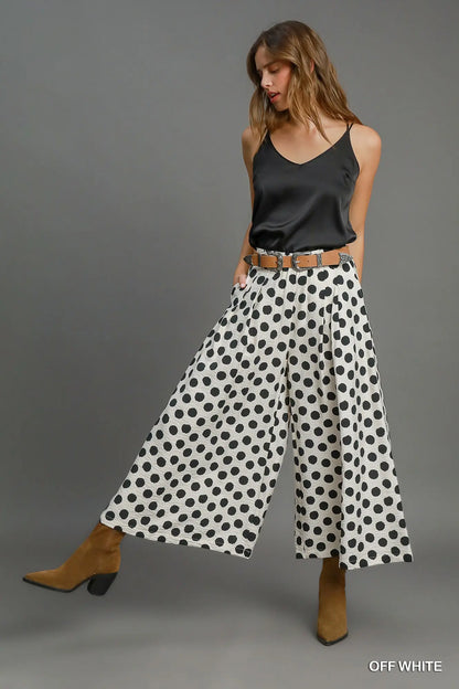 Hunter Polka Wide Leg Pants-Off White