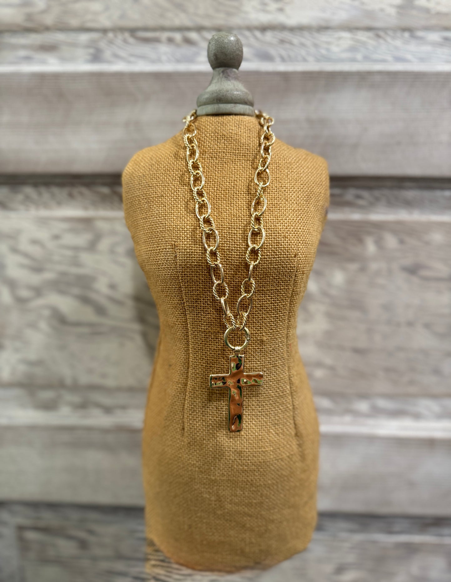 Chunky Gold Cross Necklace