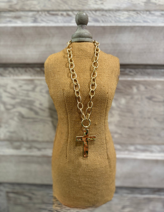 Chunky Gold Cross Necklace