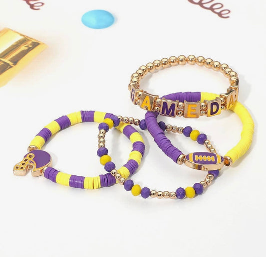 Gameday Charm Layered Bracelet-Purple