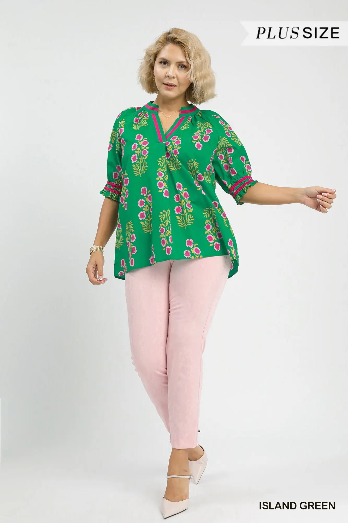 Tara Floral V-Neck Puff Sleeve Top