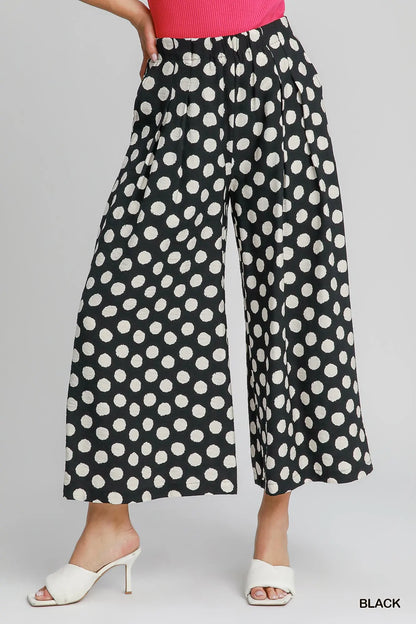 Hunter Polka Wide Leg Pants-Black