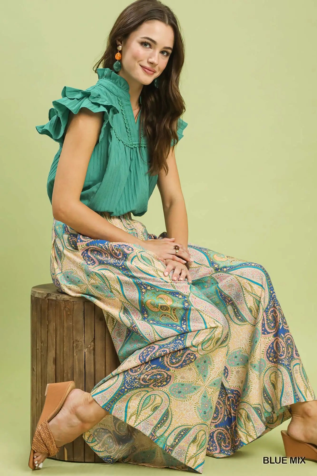 Bella Printed Pull-On Skirt Pants