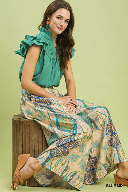 Bella Printed Pull-On Skirt Pants