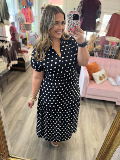 Polka Dot Pocket Midi Dress