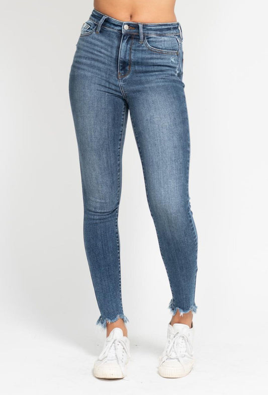 Briana High-Waist Skinny Shark Bit Jeans