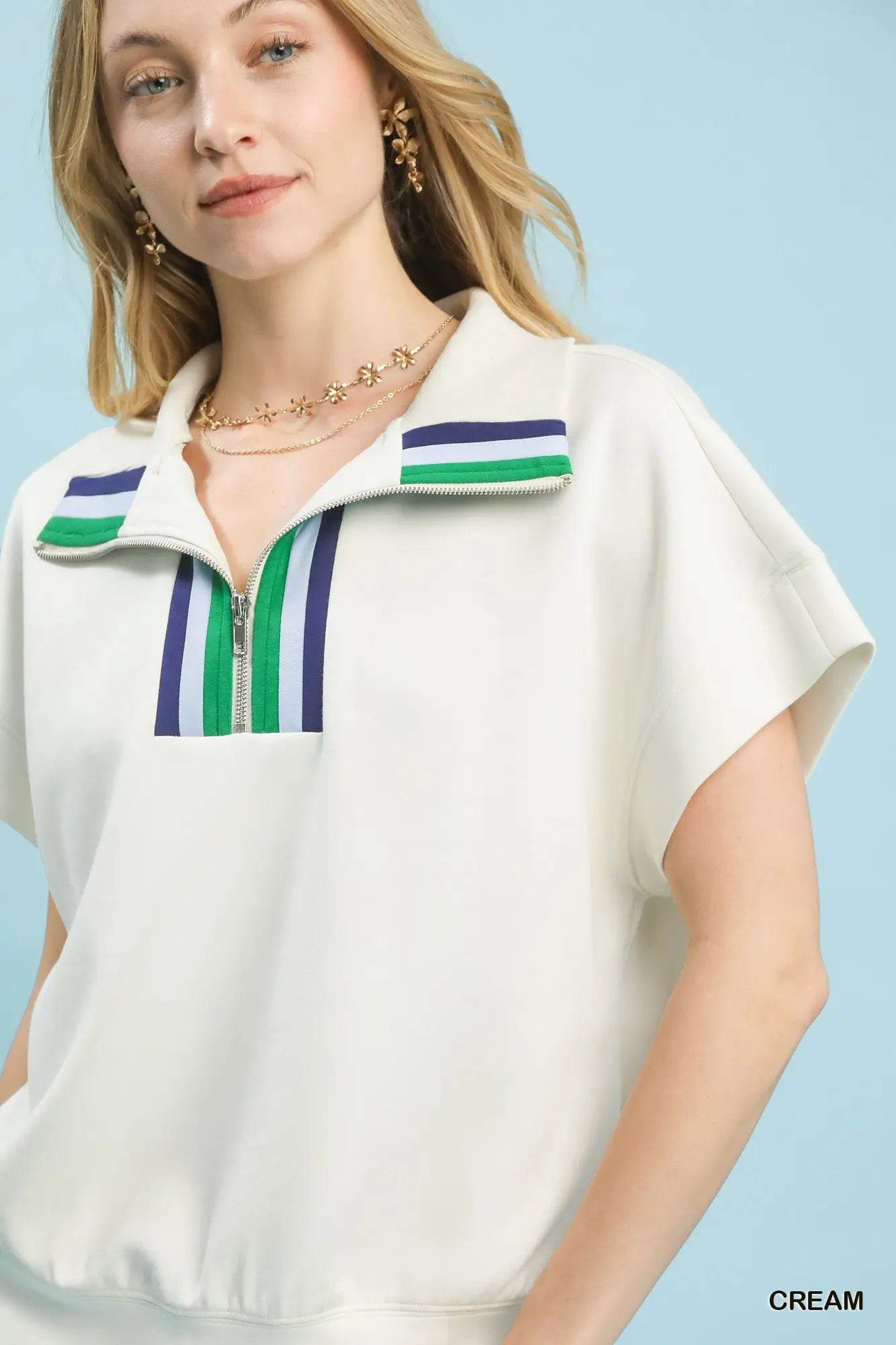 Emilee Striped Half-Zip Knit Top