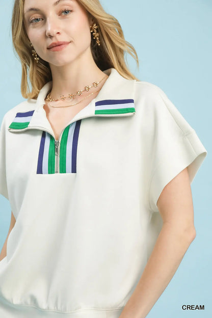 Emilee Striped Half-Zip Knit Top