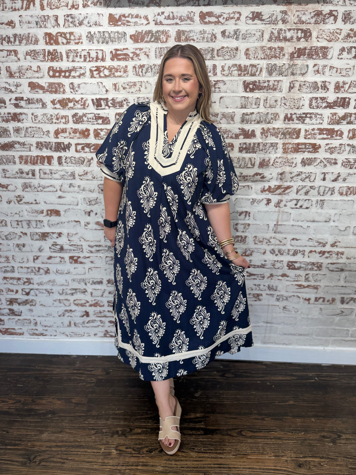 Carol Abstract Print Midi Dress