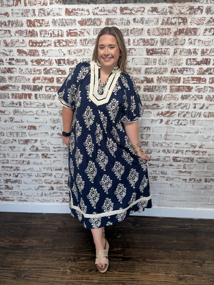 Carol Abstract Print Midi Dress