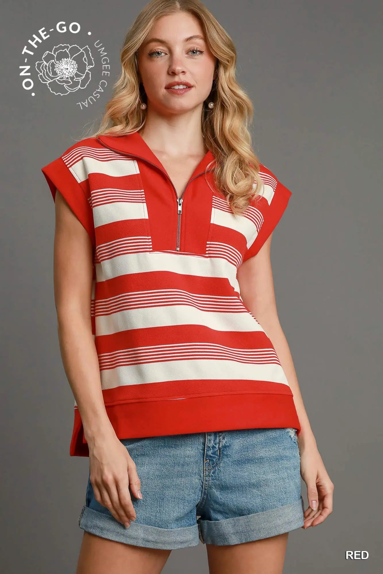 Dani Half Zip Textured Top