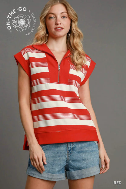 Dani Half Zip Textured Top