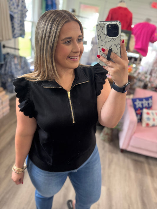Anna Ruffled Zip-Up Sweatshirt