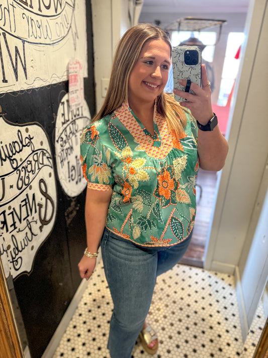 Farrah Abstract Print Top