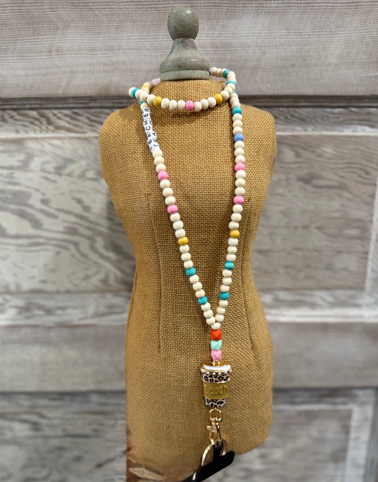 Colorful Teacher Lanyard- Coffee