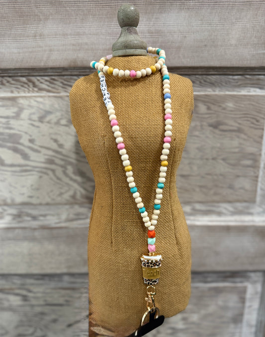 Colorful Teacher Lanyard- Coffee