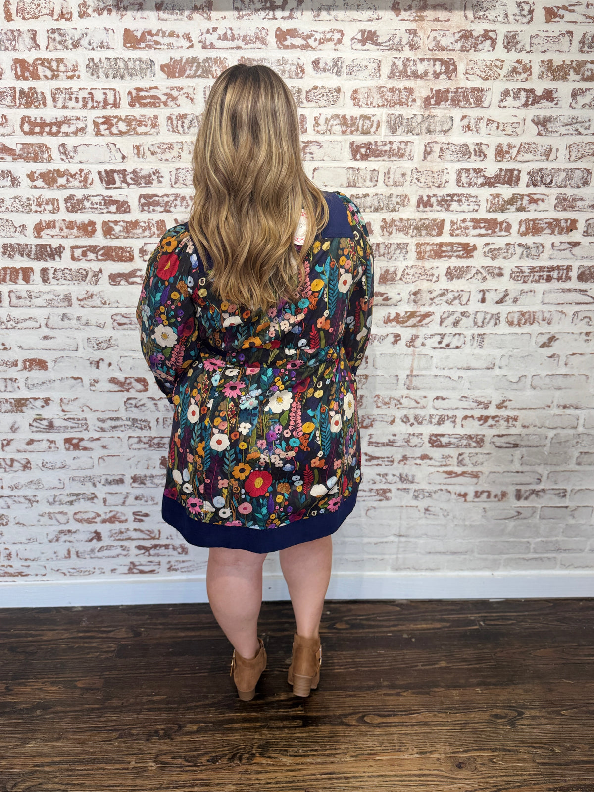 Floral Print Belted Puff Sleeve Dress